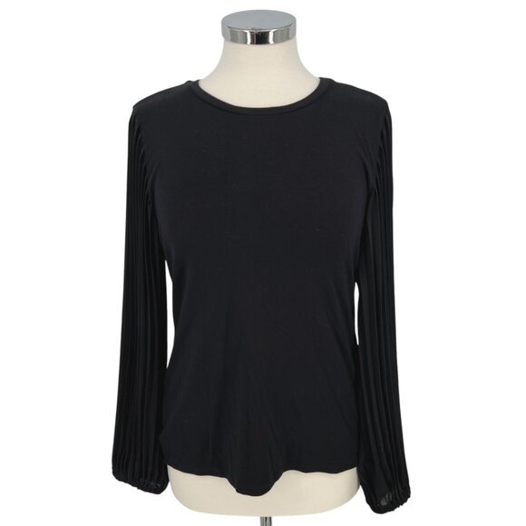 T Tahari Pleated Puff Sleeve Blouse Black Size Small - Picture 1 of 12